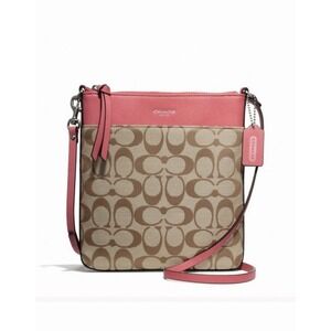 Vintage Coach Crossbody Bag Women Monogram Pink Signature File Bag Canvas